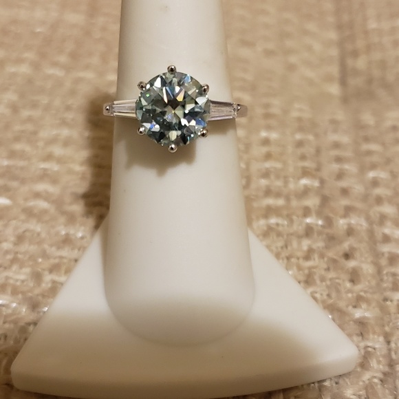 Moissanite Jewelry - 2.65 TCW Ice Blue Moissanite Ring w/accents